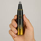 Акумуляторний тример для носа та вух + 4 насадки, VGR V-627, Чорний / Машинка для стрижки волосся в носі, фото 4