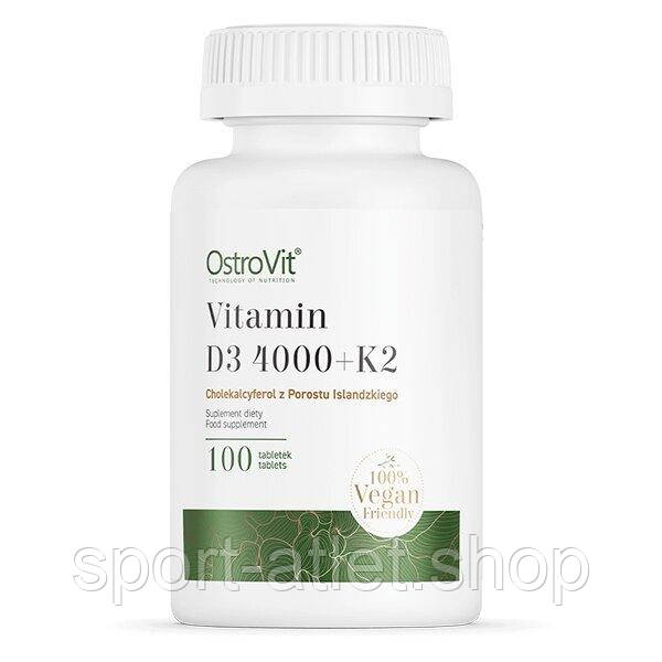 Вітамін D3 та К2 OstroVit Vege Vitamin D3 4000 +K2, 100 таблеток для підтримки кісток