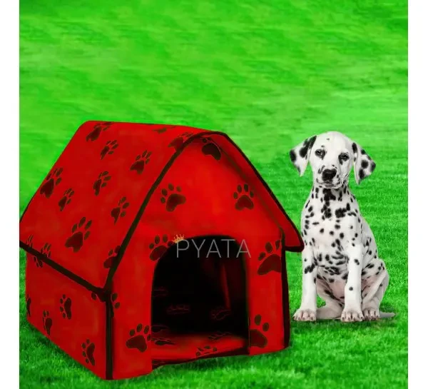 Червоний переносний м'який будиночок для собак Portable Dog House