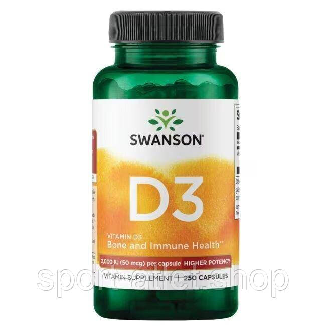Вітамін D3 Swanson Vitamin D3 2000 IU High Potency, 250 капсул