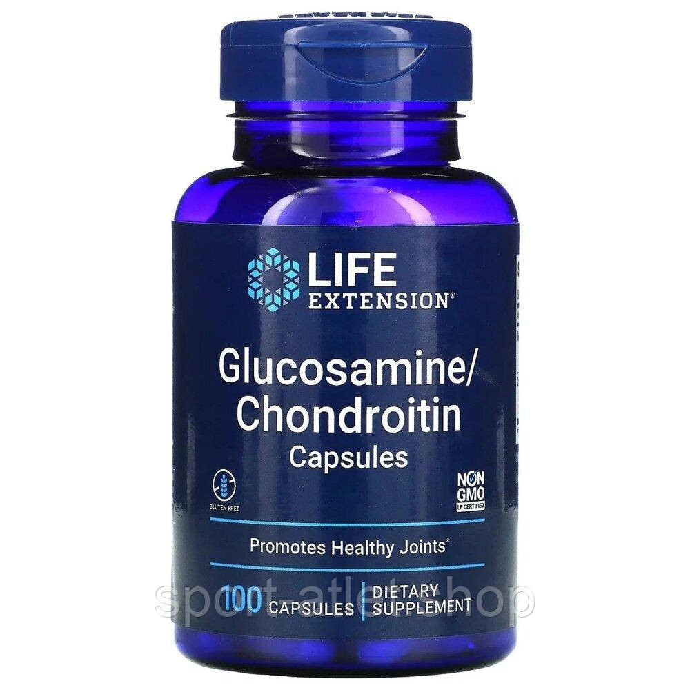 Глюкозамін та хондроїтин Life Extension Glucosamine/Chondroitin, 100 капсул для підтримки хрящів та суглобів, фото 1