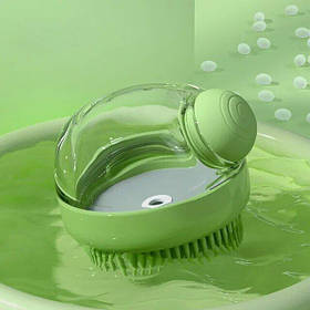 Щітка силіконова масажна Semi Cleaning Device з дозатором, Green для миття тварин