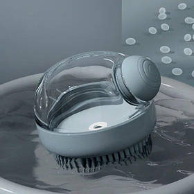 Щітка силіконова масажна Semi Cleaning Device з дозатором, Grey для миття тварин