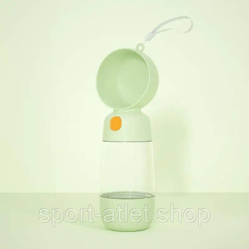 Пляшка-поїлка для тварин Semi Pets Feeder 400 мл + 185 мл 2 відділення, Green, фото 1