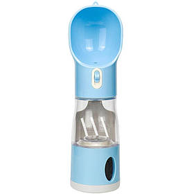Пляшка-поїлка для тварин Semi Pets Feeder 255 мл + 200 мл 2 відділення, Blue з пакетами та лопаткою