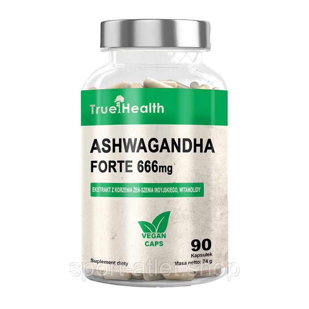 Екстракт кореня ашваганди True Health Ashwagandha Forte 666 mg, 90 вегакапсул для боротьби зі стресом, фото 1