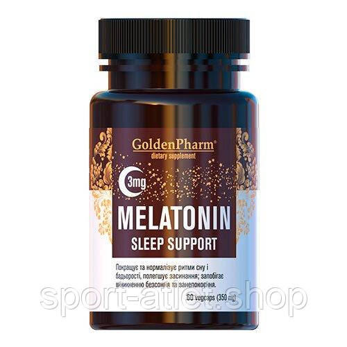 Натуральна добавка Golden Pharm Melatonin Sleep Support 3 mg, 60 вегакапсул, фото 1