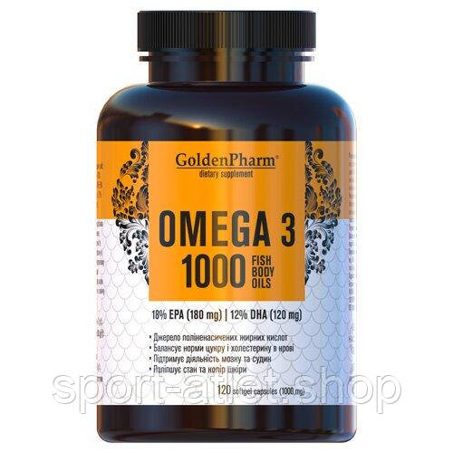 Жирні кислоти Golden Pharm Omega-3 1000 mg, 120 капсул, фото 1