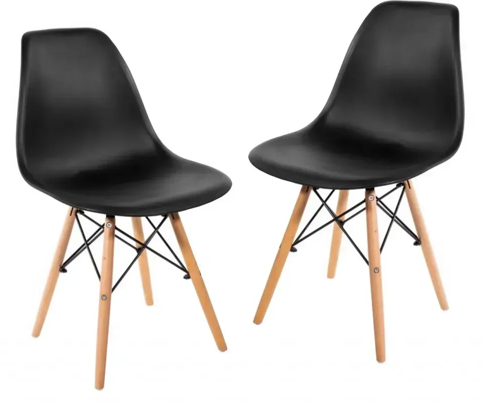 Кухонні стільці обідні пластикові, стильний набір стільців для дому 2 шт Бонро В-173 FULL KD чорний (2 шт), фото 1