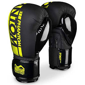Рукавиці боксерські Phantom Athletic APEX Elastic, Black/Neon Yellow - 12 унцій