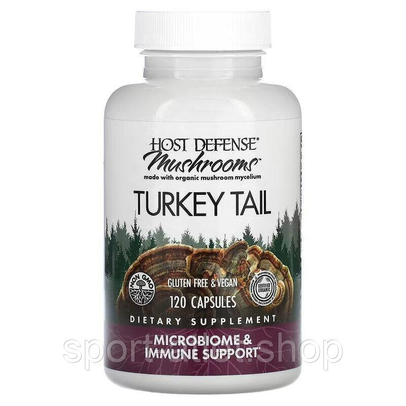Трутовик різноколірний Host Defense Turkey Tail, 120 вегакапсул для підтримки імунної системи, фото 1