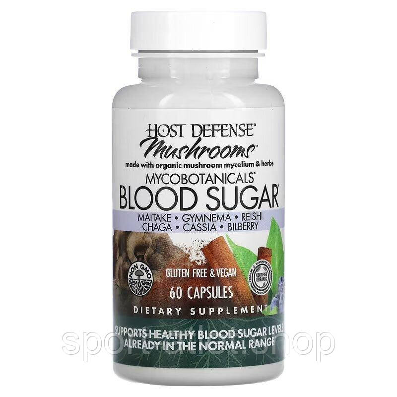 Суміш грибного міцелію та трав Host Defense MycoBotanicals Blood Sugar, 60 капсул для підтримки рівня цукру в крові, фото 1