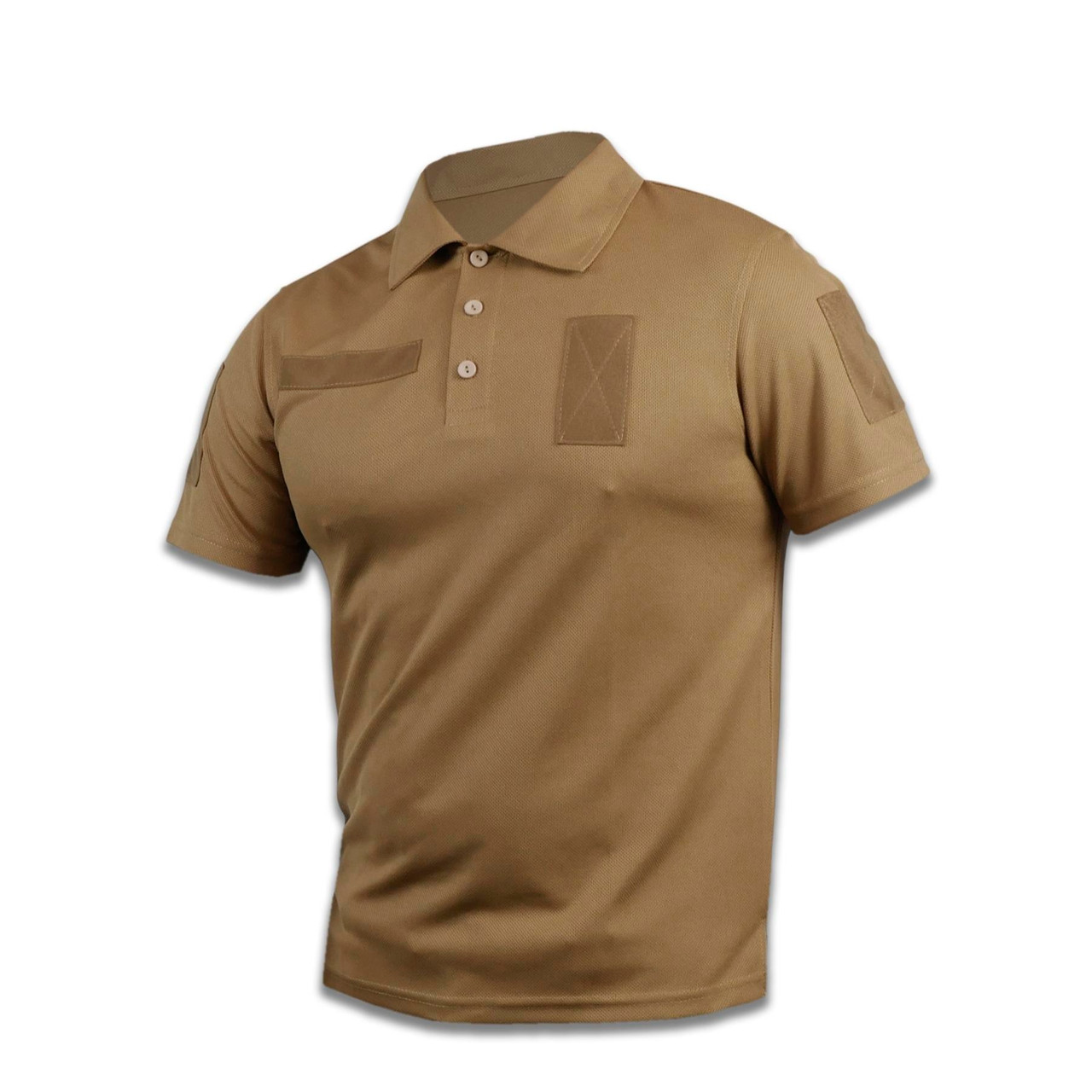 Тактична футболка поло Military койот(коричневий) (46р) з технологією Quick Dry | Швидке висохання, фото 1