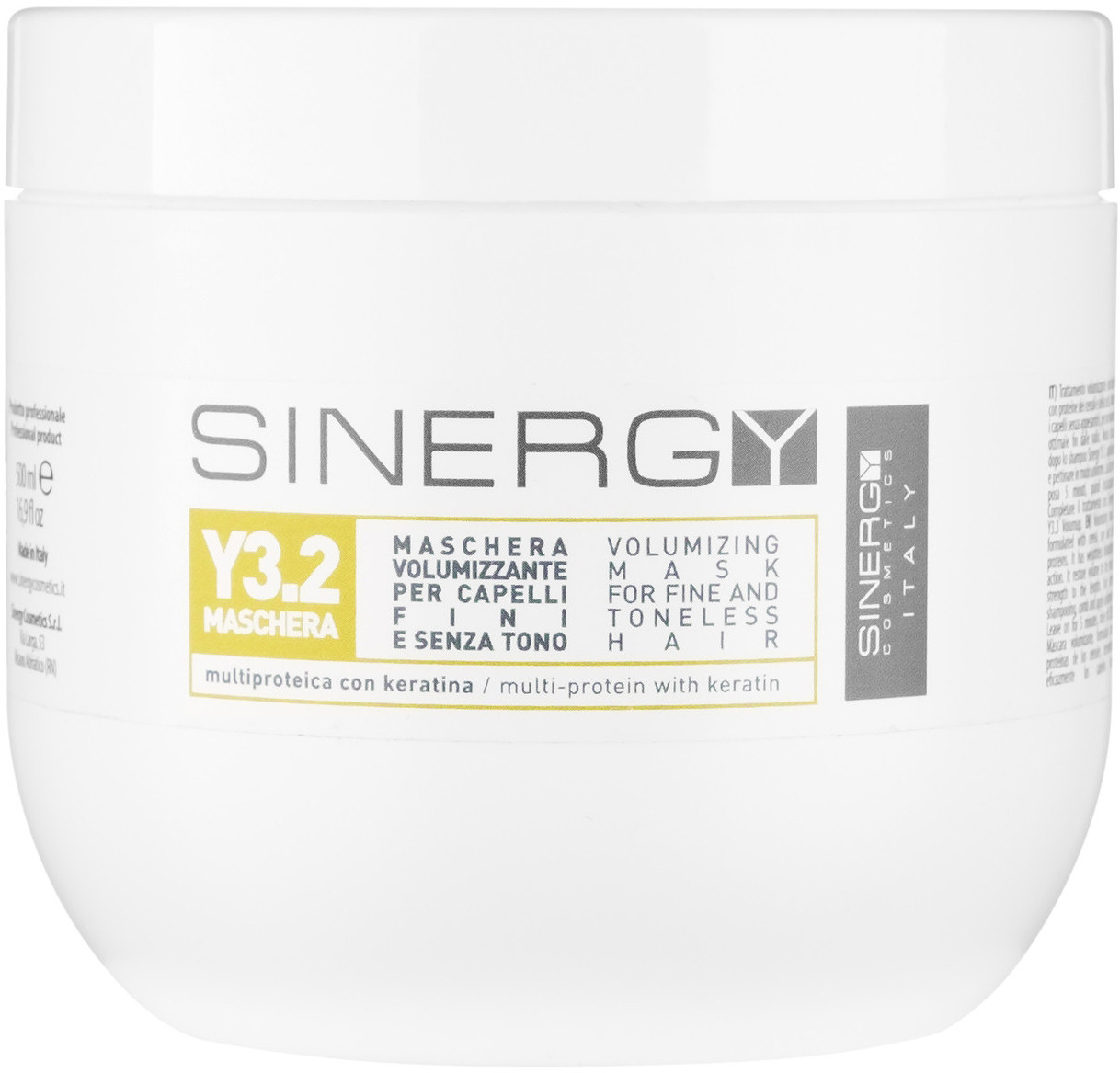 Маска для об'єму тонкого волосся Sinergy Y3.2 Volumizing Mask, 500 мл (8033745721178)