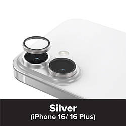 Захисне скло камери iPhone 16 /16 Plus Camera Armor Pro Sapphire Lens Protector, Silver, X-One