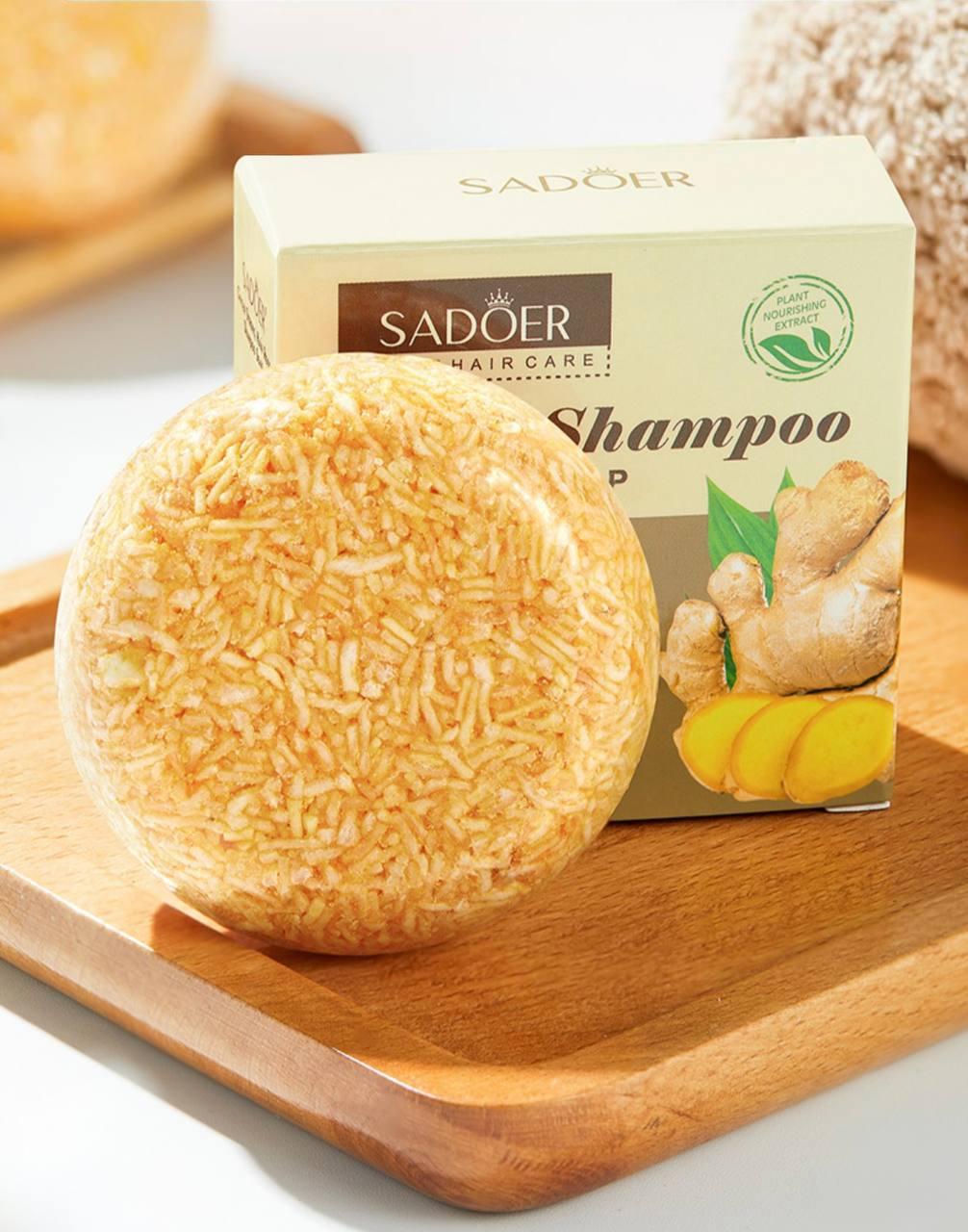 Твердий шампунь з імбирем для жирного волосся Sadoer, 60 г, фото 1