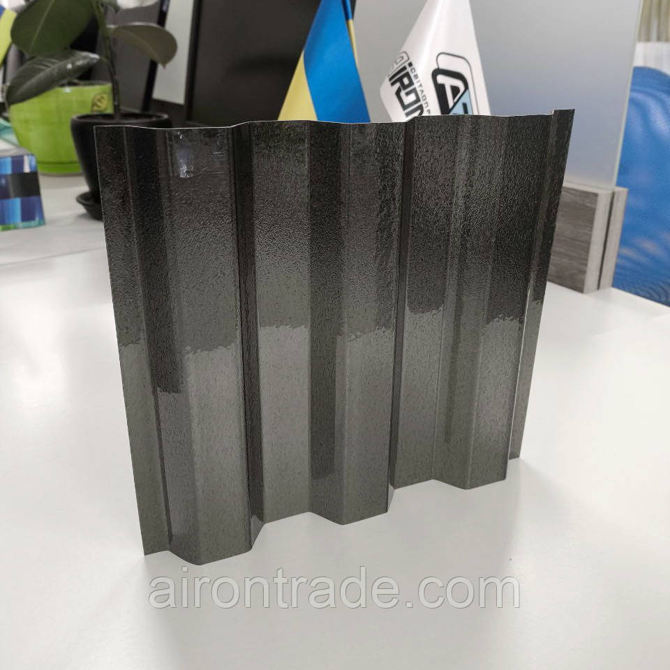 Профільований полікарбонат SUNTUF Embossed 0,8 мм колотий лід Grey (графіт) 1060x6000 мм