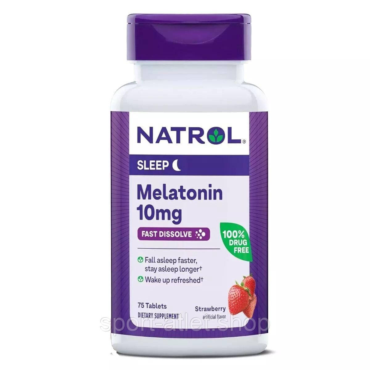 Мелатонін Natrol Melatonin 10 mg Fast Dissolve, 75 таблеток - Полуниця, фото 1