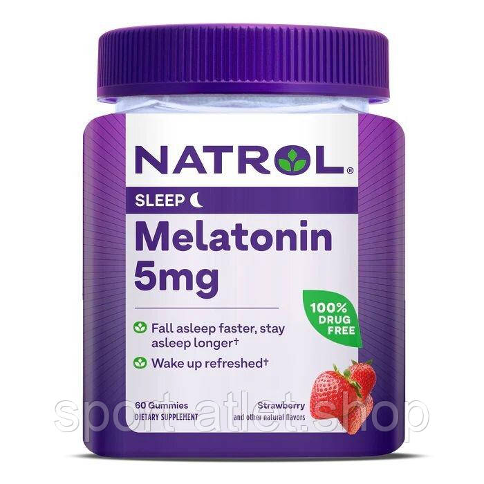 Мелатонін Natrol Melatonin 5 mg Gummies, 60 желейок для гарного сну - Полуниця, фото 1