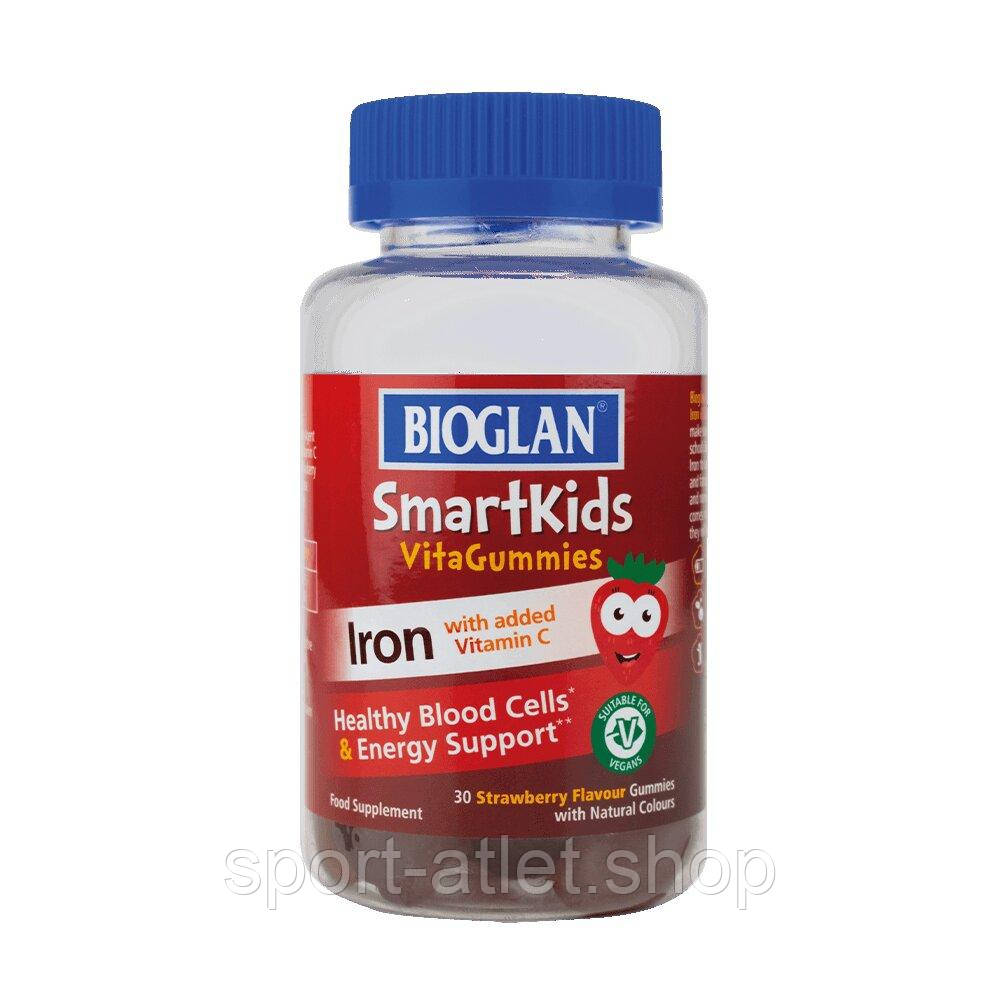 Залізо для дітей Bioglan Smartkids Iron + Vitamin C, 30 желейок з вітаміном С - Полуниця