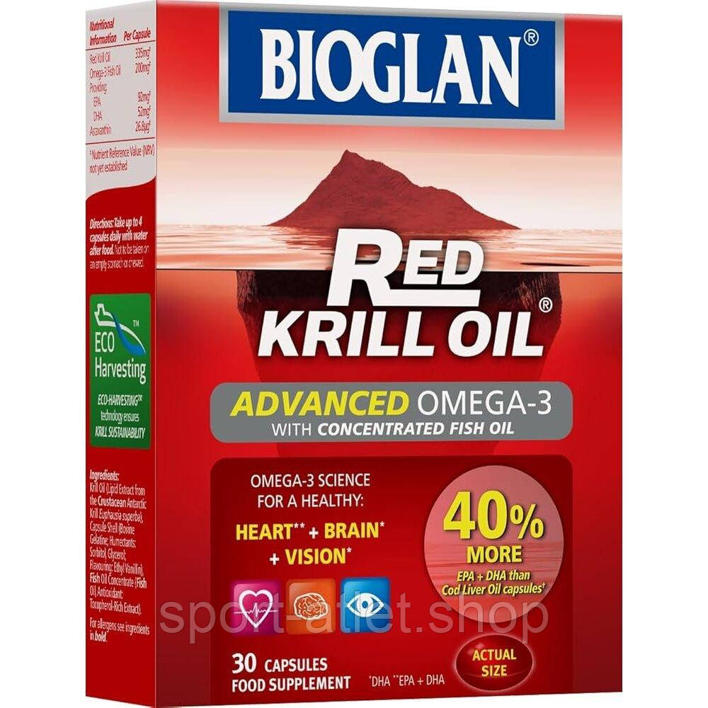Масло червоного криля Bioglan Red Krill Oil Original + Fish Oil, 30 капсул з риб'ячим жиром, фото 1