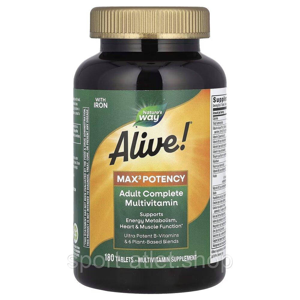 Вітаміни та мінерали Nature's Way Alive! Max3 Potency Multivitamin, 180 таблеток