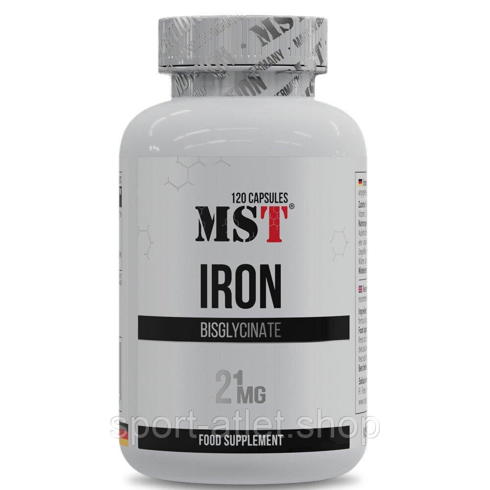 Вітамін С та залізо MST Iron Bisglycinate, 120 капсул для профілактики залізодефіцитної анемії