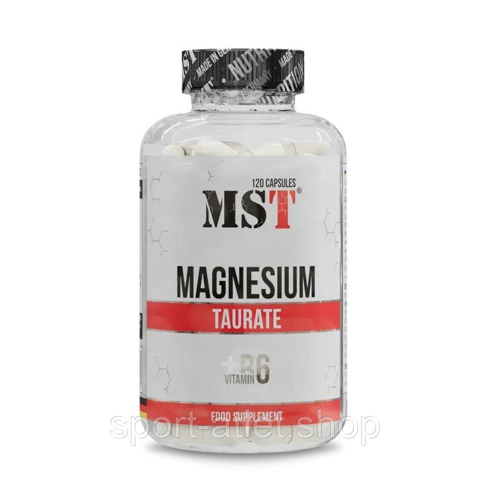 Магній таурат та вітамін В6 MST Magnesium Taurate + Vitamin B6, 120 капсул для підтримки нервової та серцево-судинної системи