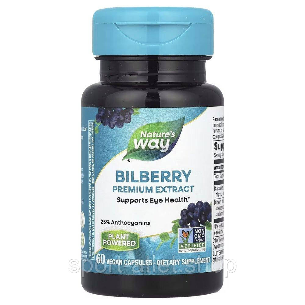 Екстракт ягід чорниці Nature's Way Bilberry Premium Extract, 60 вегакапсул для підтримки очей та покращення зору, фото 1