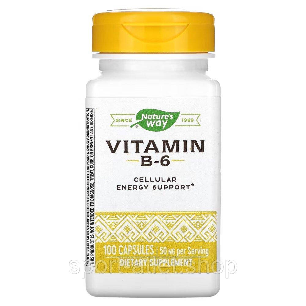 Вітамін B6 Nature's Way Vitamin B-6 50 mg, 100 капсул для підтримки мозку та нервової системи