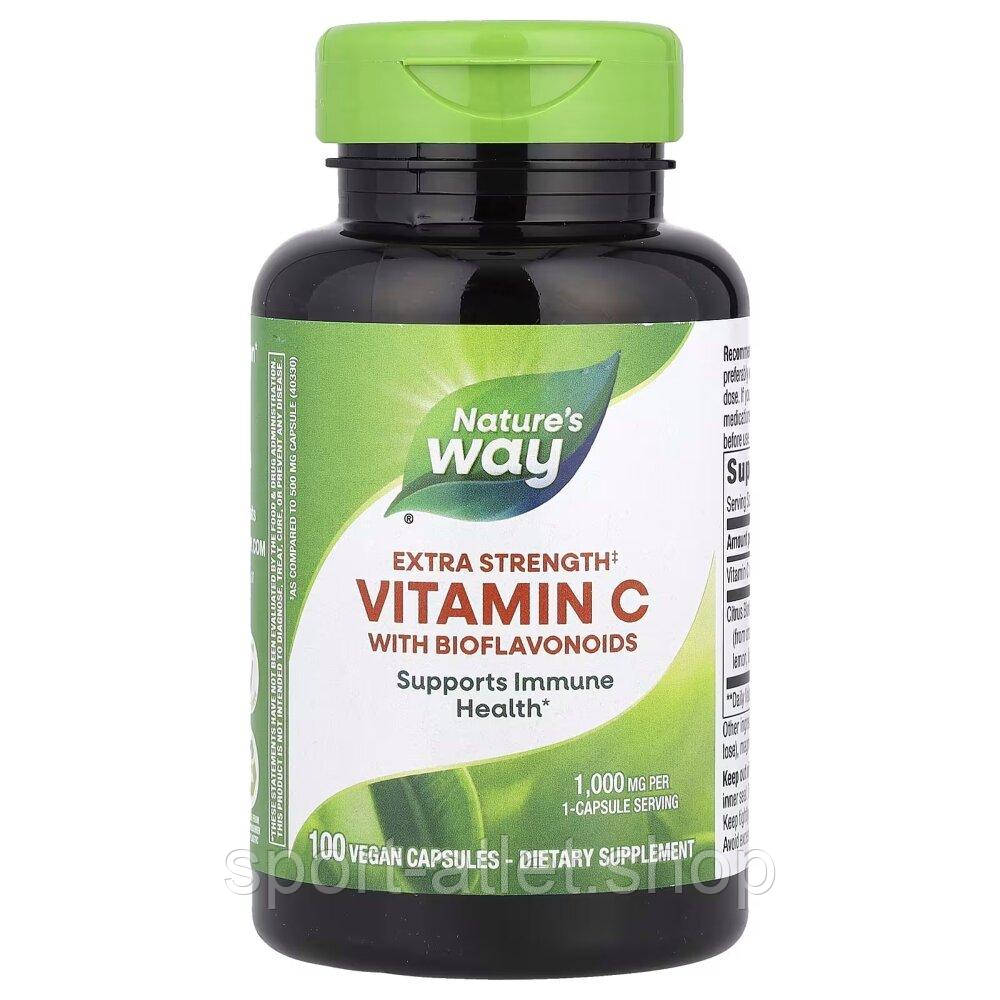 Вітамін С з цитрусовими біофлавоноїдами Nature's Way Vitamin C with Bioflavonoids Extra Strength, 100 капсул для підтримки імунної