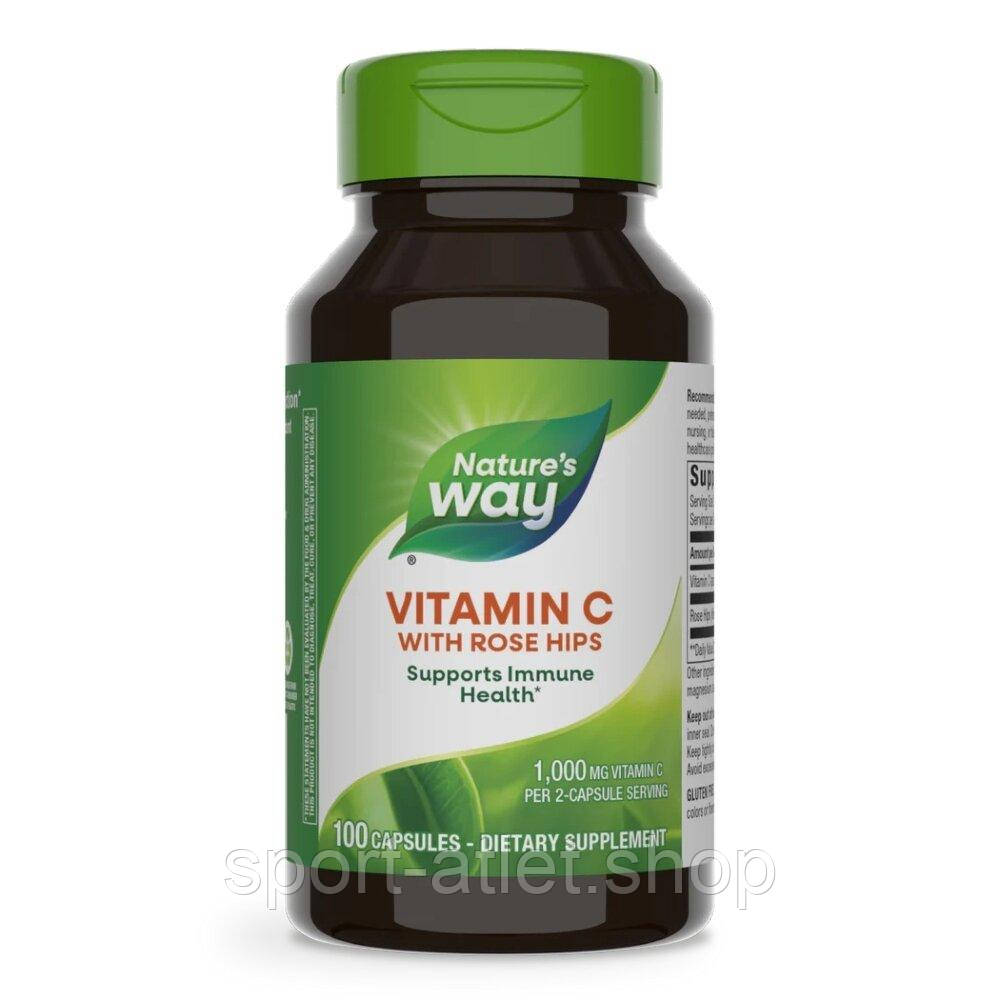 Вітамін С з шипшиною Nature's Way Vitamin C with Rose Hips, 100 капсул для підтримки імунної системи