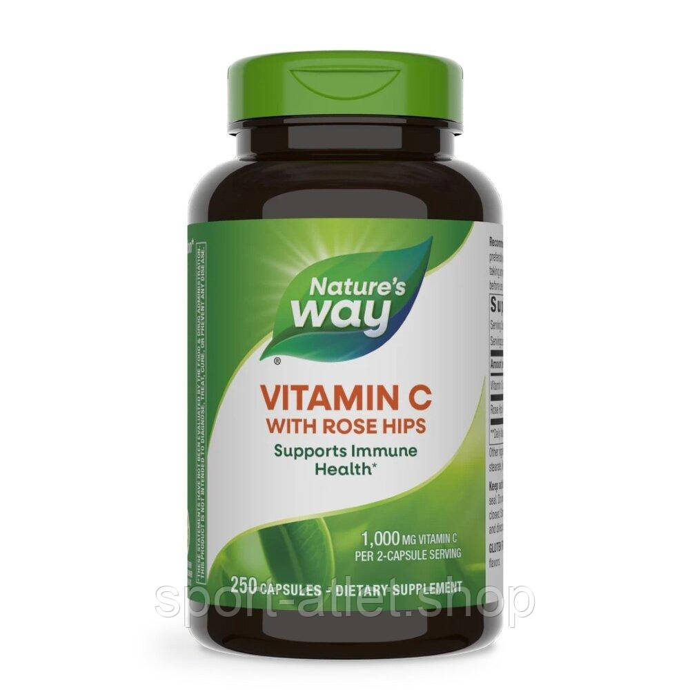 Вітамін С з шипшиною Nature's Way Vitamin C with Rose Hips, 250 капсул для підтримки імунної системи