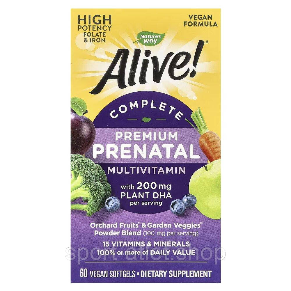 Комплекс для здоров'я матері та дитини Nature's Way Alive! Premium Prenatal, 60 капсул