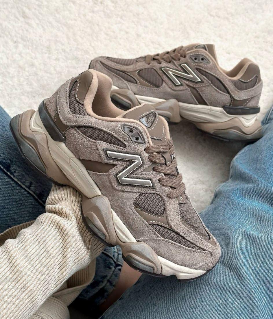 Кросівки New Balance 9060 Beige Brown Нью Беланс 9060 бежеві з коричневим замша текстиль демісезон унісекс