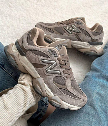 Кросівки New Balance 9060 Beige Brown Нью Беланс 9060 бежеві з коричневим замша текстиль демісезон унісекс, фото 1