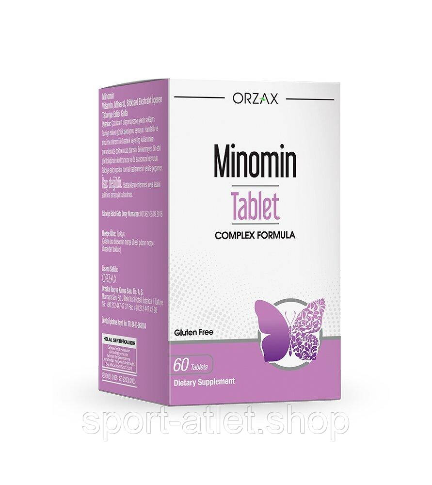 Комплексна формула Orzax Minomin, 60 таблеток для полегшення симптомів менопаузи