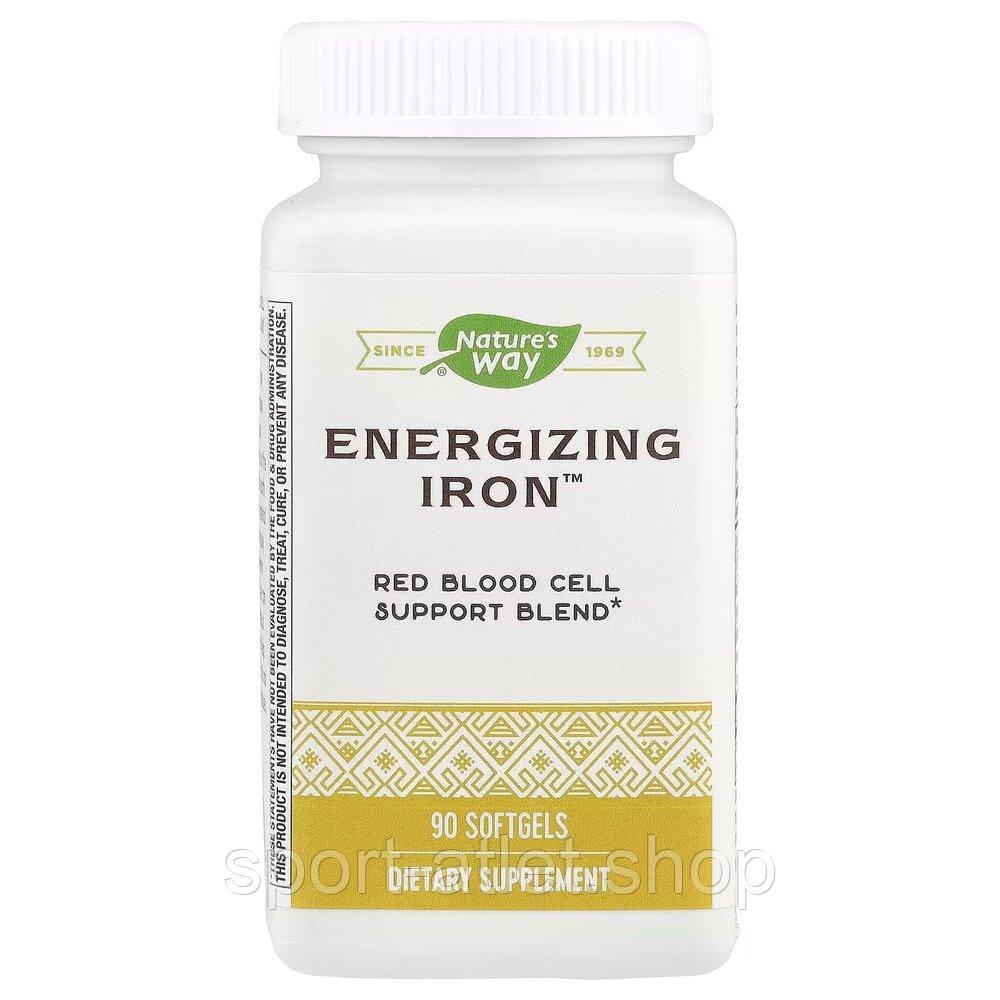 Залізо Nature's Way Energizing Iron, 90 капсул для підтримки здоров'я червоних кров'яних клітин