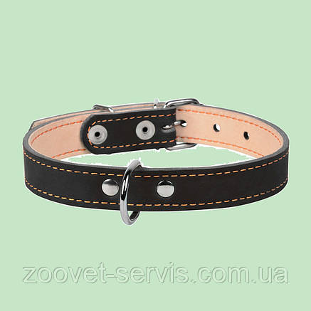 Нашийник міцний шкіряний подвійний для собак Collar 20 мм 32-40 см чорний 01411, фото 3