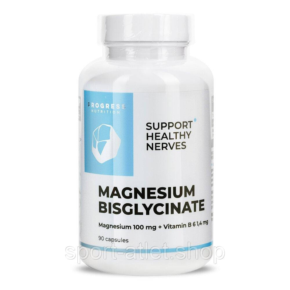 Магній бісгліцинат Progress Nutrition Magnesium Bisglycinate, 90 капсул для покращення загального стану здоров'я
