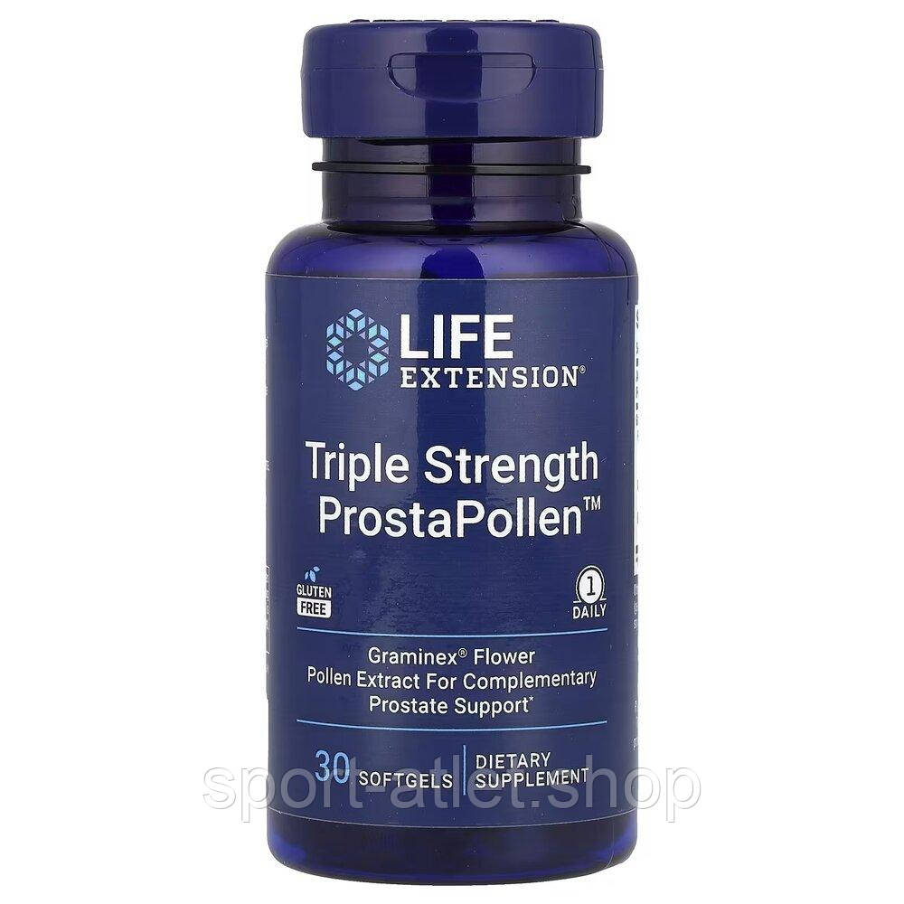 Натуральна добавка Life Extension ProstaPollen Triple Strength, 30 капсул для підтримки здоров'я передміхурової залози, фото 1