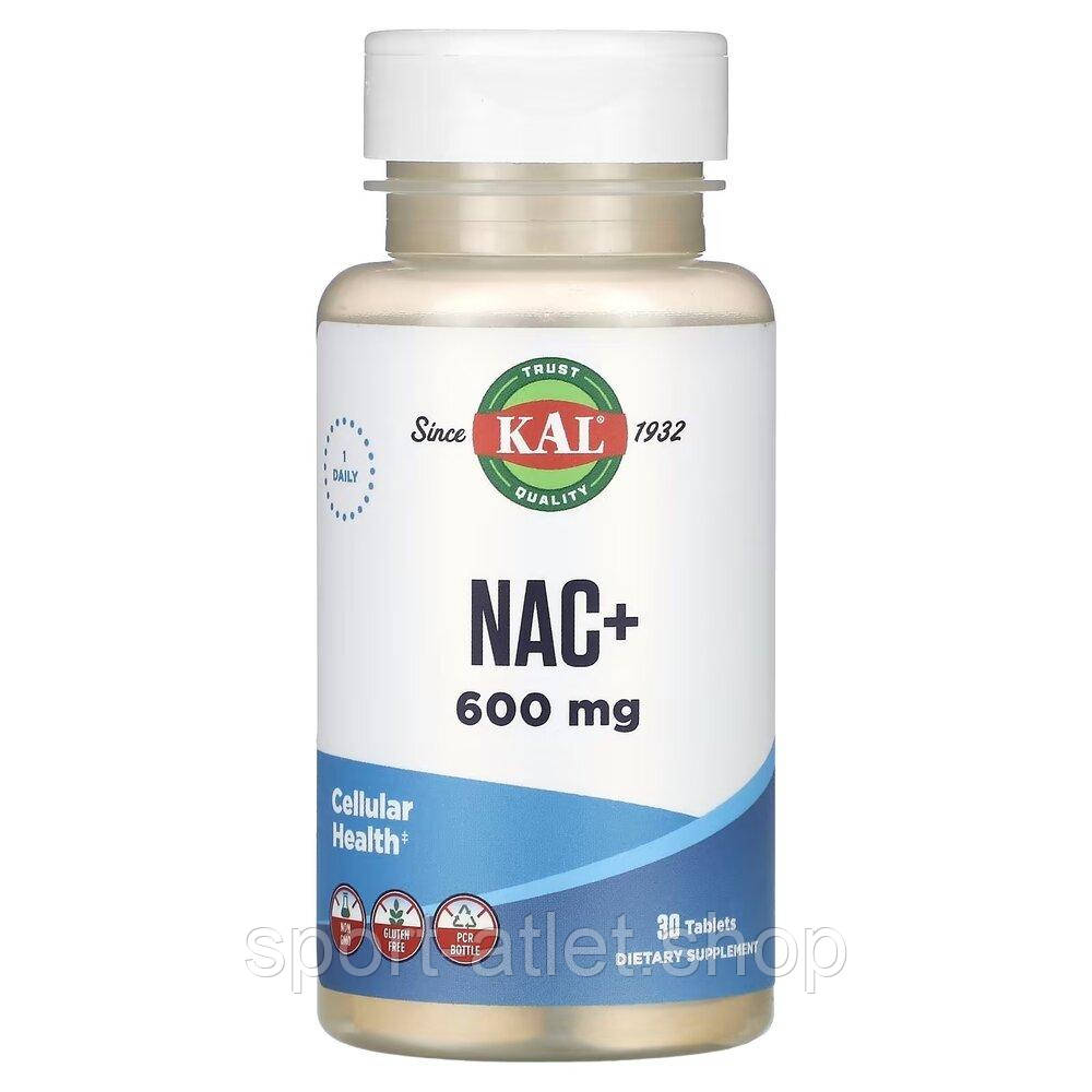 N-ацетил-L-цистеїн KAL NAC+ 600 mg, 30 таблеток, фото 1