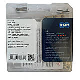 Ланцюг KMC e9 Silver 1/2 X 11/128 122 ланок з замком в боксі, фото 3