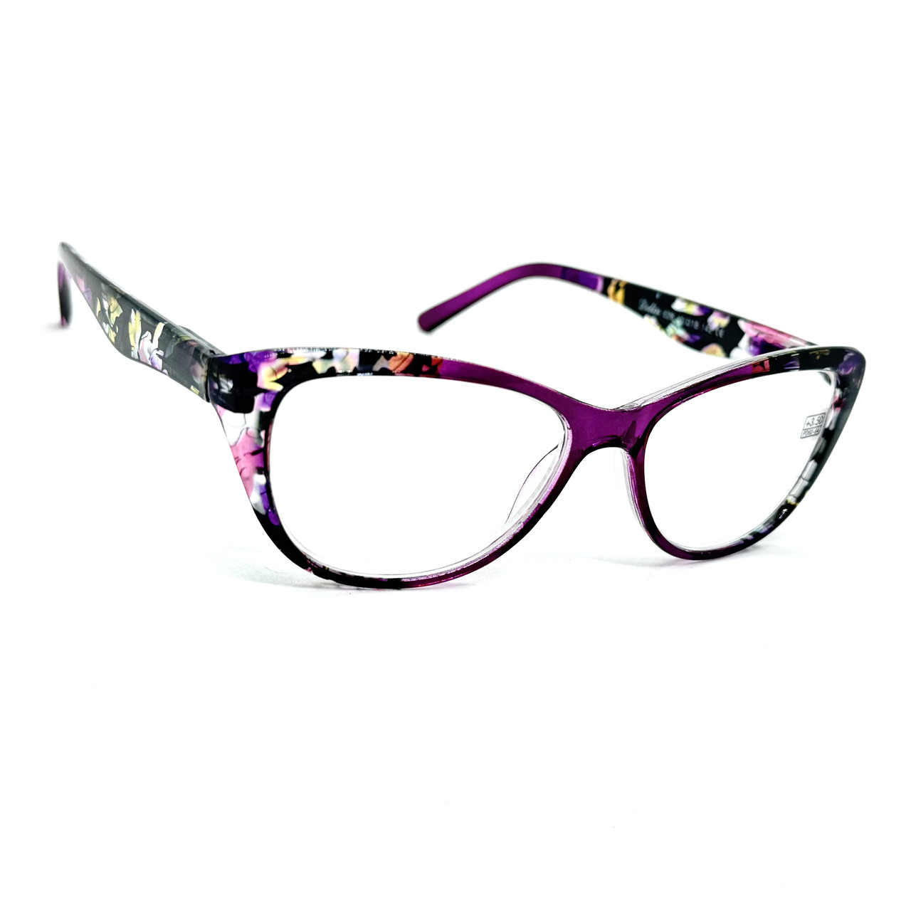 Жіночі окуляри лисичка з білою лінзою 626 бузкові