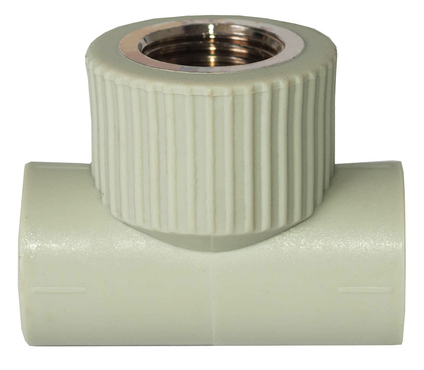 Трійник PPR Ø20 х 3/4"В х 20 Tebo сірий 15/90, фото 1