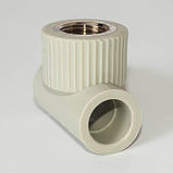 Трійник PPR Ø20 х 3/4"В х 20 Tebo сірий 15/90, фото 2