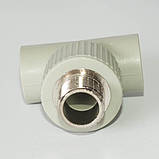 Трійник PPR Ø20 х 3/4"З х 20 Tebo сірий 15/90, фото 3