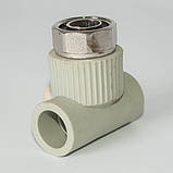 Трійник PPR з накидною гайкою Ø20 х 3/4" Tebo сірий 20/100, фото 2