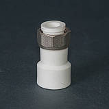 Муфта PPR з накидною гайкою (пластик.вставка) 20 x3/4" Tebo біла 40/160, фото 2