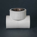 Трійник PPR внутрішній 32 х 3/4"В х 32 Tebo білий 10/60, фото 2